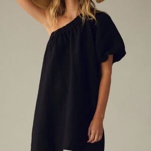 Anthropologie Black One-Shoulder Blouse